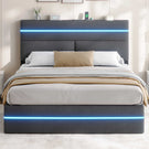 AOGLLATI Ottoman Double Bed Frame with Storage LED Lights