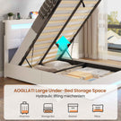 AOGLLATI 3ft Single Bed Frame with Charging Station LED Lights Single Ottoman Bed with Under bed Storage and Storage Headboard