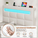 AOGLLATI 3ft Single Bed Frame with Charging Station LED Lights Single Ottoman Bed with Under bed Storage and Storage Headboard
