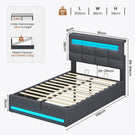 AOGLLATI 3ft Single Bed Frame with Charging Station LED Lights Single Ottoman Bed with Under bed Storage and Storage Headboard