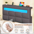 AOGLLATI 3ft Single Bed Frame with Charging Station LED Lights Single Ottoman Bed with Under bed Storage and Storage Headboard